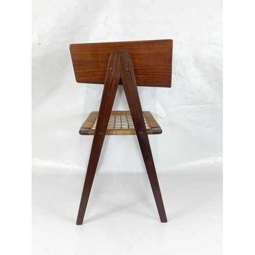 840 - A Danish teak and rattan bedside designed by Soren Rasmussen with drawer. Mid Century. Denmark. 1960... 