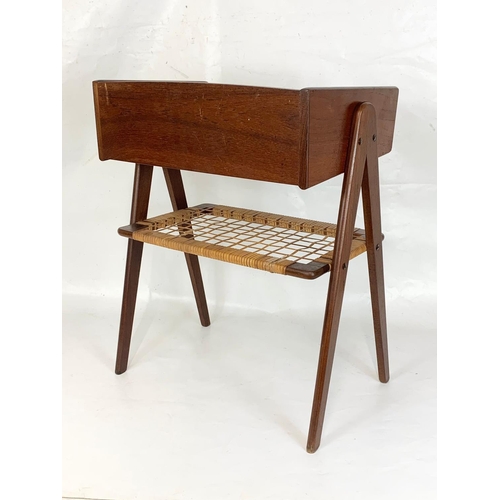 840 - A Danish teak and rattan bedside designed by Soren Rasmussen with drawer. Mid Century. Denmark. 1960... 