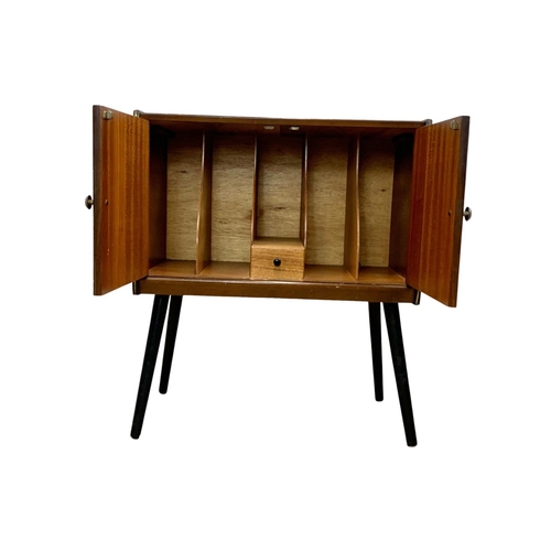 847 - A 1960’s Mid Century tola wood record cabinet by Homeworthy. 61 x 36.5 x 70.5cm