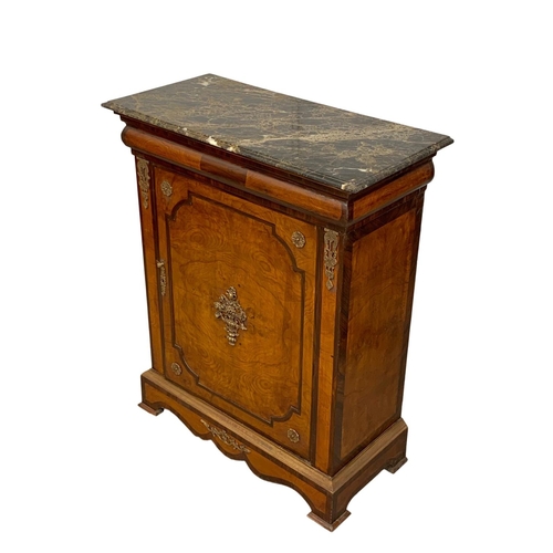 862 - An 18th century style French marble marquetry cabinet. 85 x 41 x 104cm