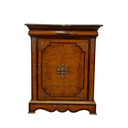 862 - An 18th century style French marble marquetry cabinet. 85 x 41 x 104cm