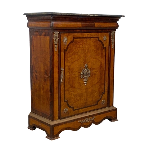 862 - An 18th century style French marble marquetry cabinet. 85 x 41 x 104cm