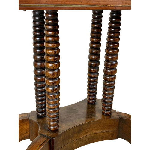 869 - A Regency brass inlaid rosewood turnover games table. Circa 1820. 93.5 x 46 x 77cm