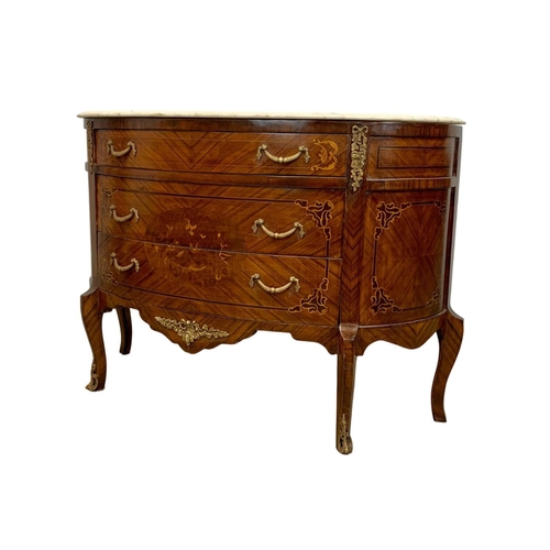 920 - A large 18th century style French marble top chest of drawers. 127 x 47 x 87cm.