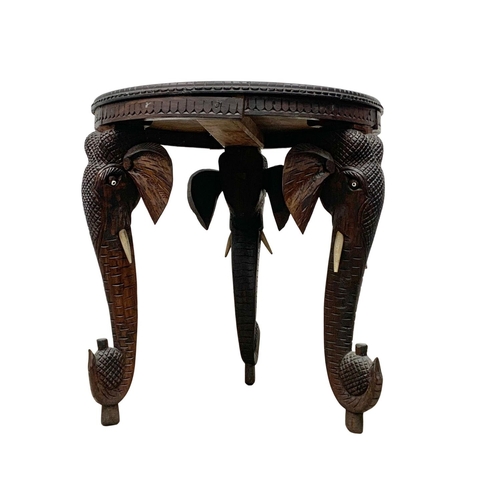 1070 - A late 19th century carved padauk inlaid side table. Circa 1880. 53 x 56cm.