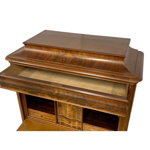 1078 - A large 19th century continental mahogany escritoire with rosewood and satinwood interior. Circa 187... 