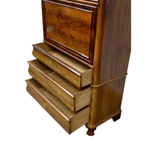 1078 - A large 19th century continental mahogany escritoire with rosewood and satinwood interior. Circa 187... 