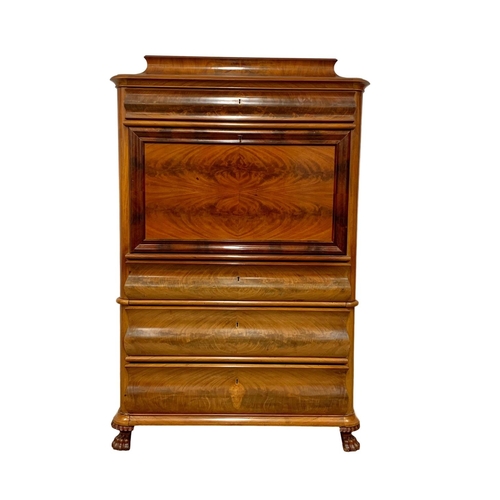 1078 - A large 19th century continental mahogany escritoire with rosewood and satinwood interior. Circa 187... 