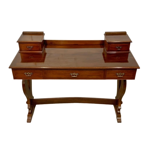 1082 - A late Victorian mahogany dressing table top with a later base. 122 x 54 x 96.5cm