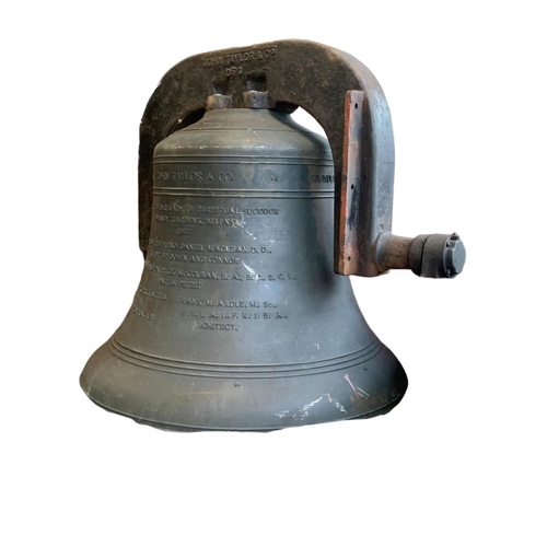 802c - A very large Church Bell made by John Taylor & Co, dated 1957. Bell made of gunmetal, weighing 575kg... 