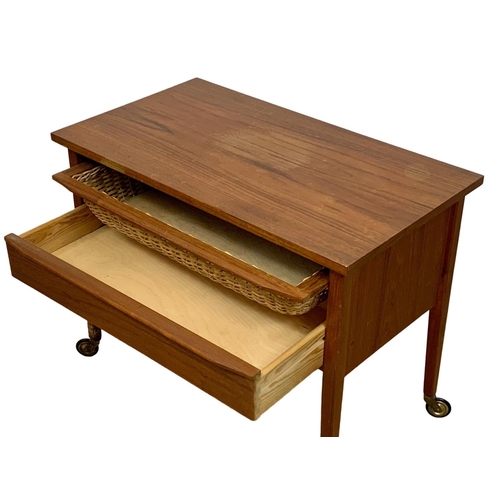 889 - A Danish teak sewing table with 2 drawers. Mid Century. Denmark. 1960. 68 x 39 x 54cm