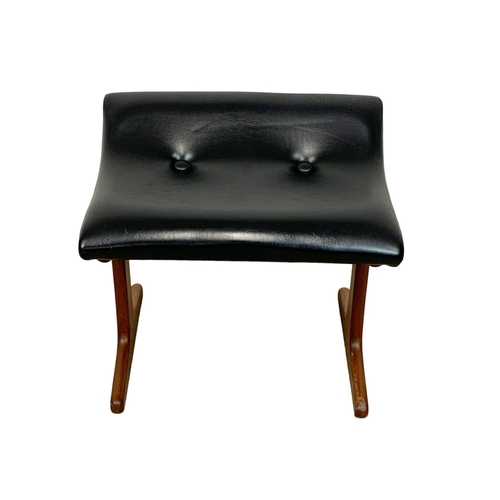 890 - An Austinsuite teak Mid Century stool with black vinyl seat. 57 x 46 x 52cm