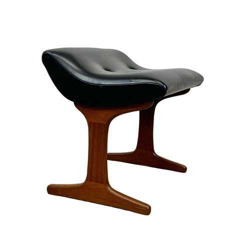 890 - An Austinsuite teak Mid Century stool with black vinyl seat. 57 x 46 x 52cm