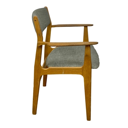 915d - A Danish desk chair designed by Erik Buch. Mid Century 1958. In oak and original grey upholstery.