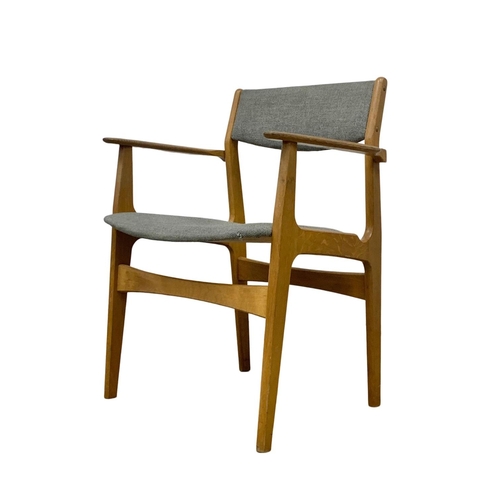 915d - A Danish desk chair designed by Erik Buch. Mid Century 1958. In oak and original grey upholstery.