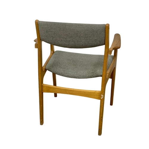 915d - A Danish desk chair designed by Erik Buch. Mid Century 1958. In oak and original grey upholstery.