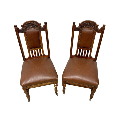 1085 - A pair of late Victorian high back side chairs, circa 1900