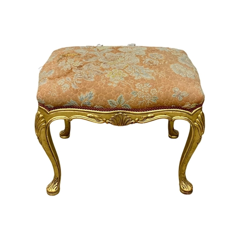 1096 - An 18th century style French gilt footstool. 58 x 41 x 46cm.