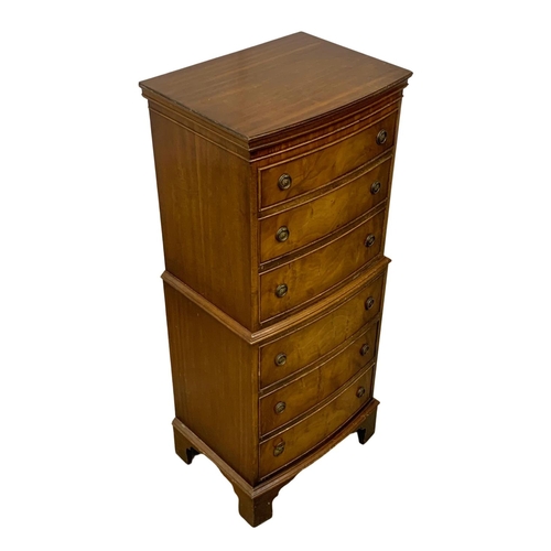 1102 - A tall vintage Georgian style walnut tallboy chest of drawers. 54 x 42 x 131cm.