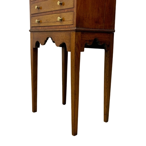 1110 - An Edwardian inlaid mahogany collectors chest. 46 x 26 x 99cm.