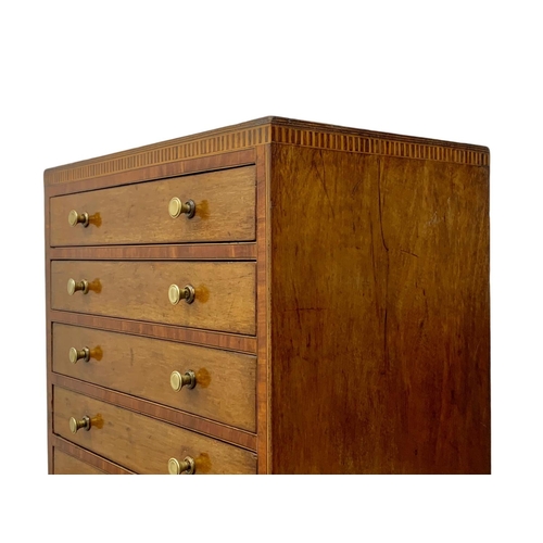 1110 - An Edwardian inlaid mahogany collectors chest. 46 x 26 x 99cm.