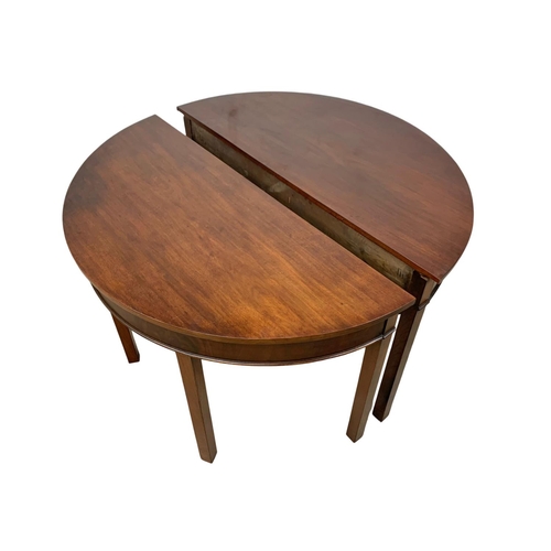 1146 - A pair of Georgian style mahogany D-End tables. Circa 1900. 113 x 53 x 73.5cm.