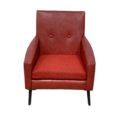 1117 - A 1960’s Mid Century red vinyl armchair