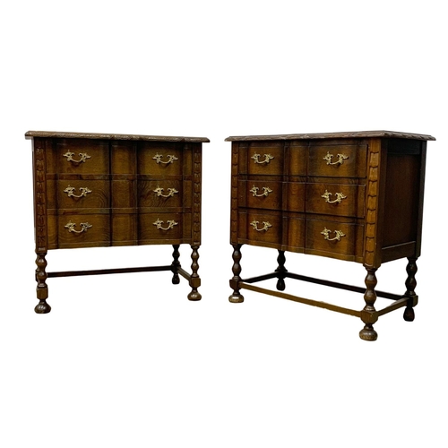 1125 - A pair of early 20th century continental oak chest of drawers. Circa 1930. 65.5 x 36 x 64.5cm