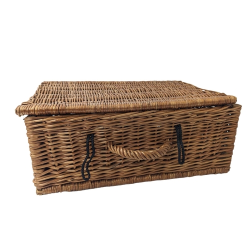 327 - Two large wicker picnic baskets with one small wicker basket. 58.5 x 41.5 x 19.5cm