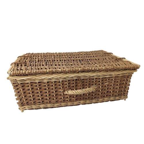 327 - Two large wicker picnic baskets with one small wicker basket. 58.5 x 41.5 x 19.5cm