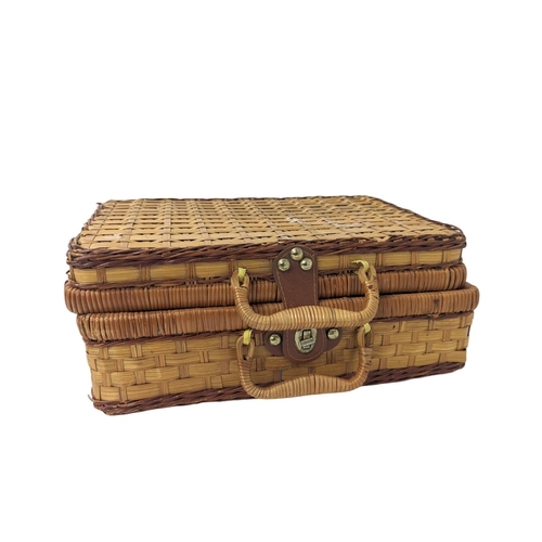 327 - Two large wicker picnic baskets with one small wicker basket. 58.5 x 41.5 x 19.5cm