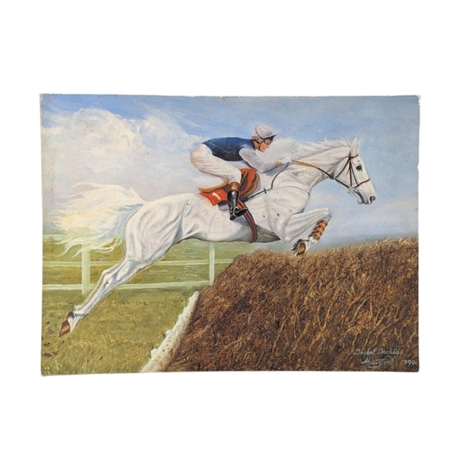 363 - A print of Desert Orchid, signed. 48.5x35.5cm