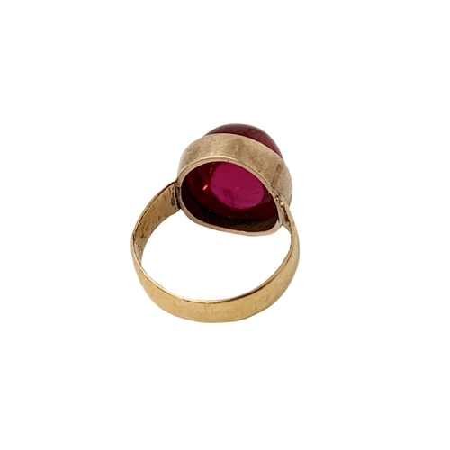 714 - A 22ct gold ladies ring with synthetic ruby stone.  circa 1898