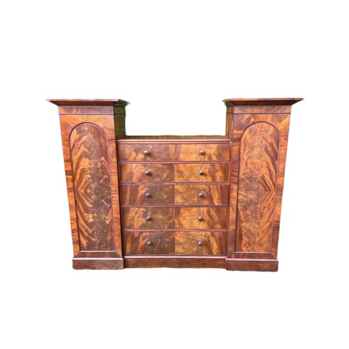 791 - A large Victorian mahogany wardrobe with exterior drawers