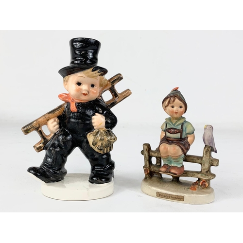 539 - 2 M. J. Hummel Goebel pottery figures. Wayside Harmony and Chimney Sweep. KF40 West Germany. 111/3/0... 