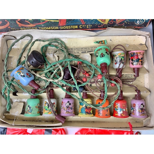 6 - A 1940’s Walt Disney Mazda Mickey Mouse Christmas Lights in box with a collection of 1960’s Christma... 