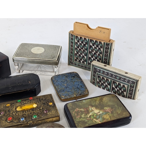 50 - Quantity of vintage trinket boxes, cigarette and card cases, and pill boxes.