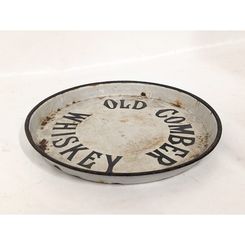 84 - A vintage Old Comber Whiskey enamel pub tray. 30.5x3cm