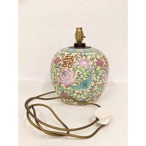 407A - A Chinese pottery table lamp. 21x28.5cm