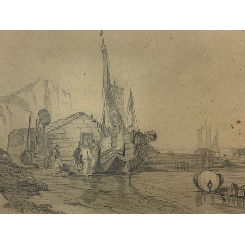 90 - A 19th century pencil drawing by W M McFirran “On The Dee” 1861. 43 x 26cm