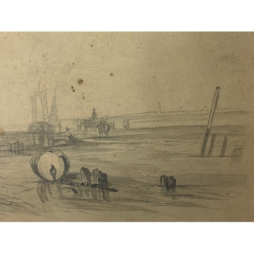 90 - A 19th century pencil drawing by W M McFirran “On The Dee” 1861. 43 x 26cm