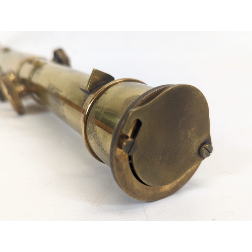 100 - An early 20th century brass telescope by Joseph Hicks, marked 8.9 & 10 Hatton Garden, London, in cas... 