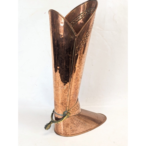 101 - A vintage copper stick stand. 30x51.5cm