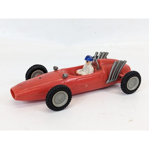 123 - 3 vintage toy cars, 1 made by Louis Marx and Co., 1 made in Hong Kong, etc. Largest 18.5cm