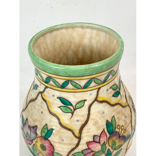 420 - A 1930’s Charlotte Rhead “Trellis” vase for Crown Ducal 15 x 21.5cm