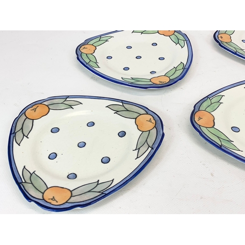 422 - 7 pieces of 1920’s Charlotte Rhead “Garland” pattern pottery for Burleigh Ware. Including a sandwich... 