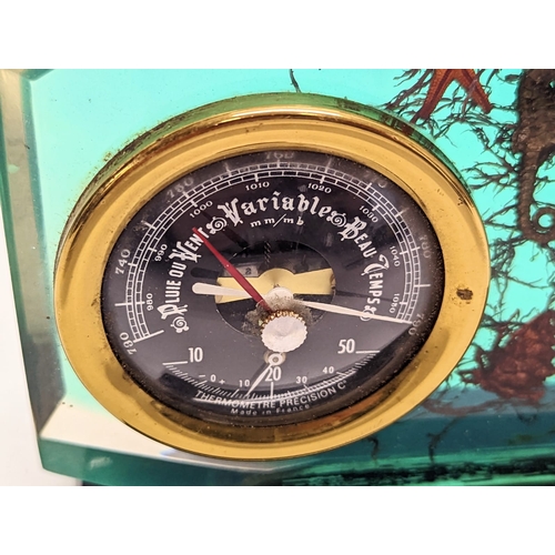 139 - A decorative French resin mantle barometer. 17.5x11.5cm