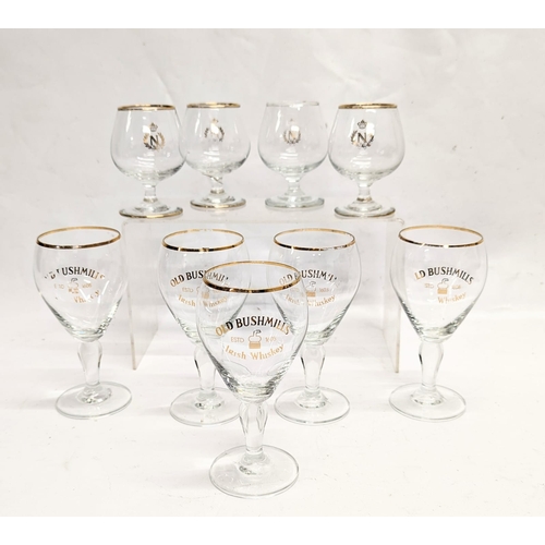 434 - 5 Old Bushmills Whiskey Irish coffee glasses with 4 Napoleon brandy glasses. Brandy glasses measure ... 