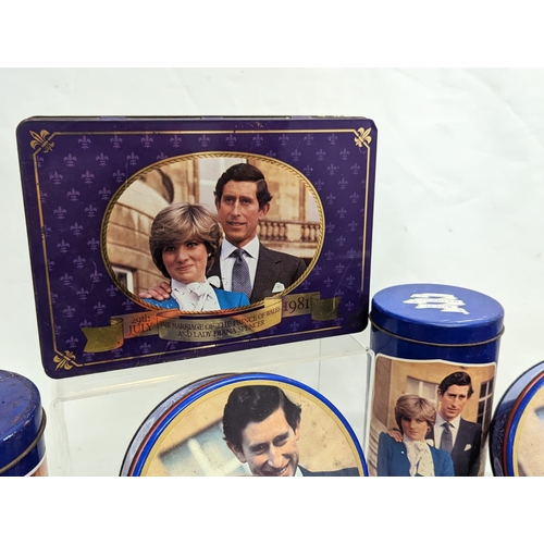 144 - A quantity of vintage Royal Commemorative tins of The Prince and Princess of Wales, Charles Windsor ... 