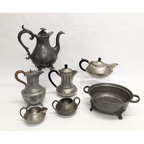 437 - A quantity of 19th and early 20th century pewter. Including James Dixon & Sons, Craftsman Sheffield,... 